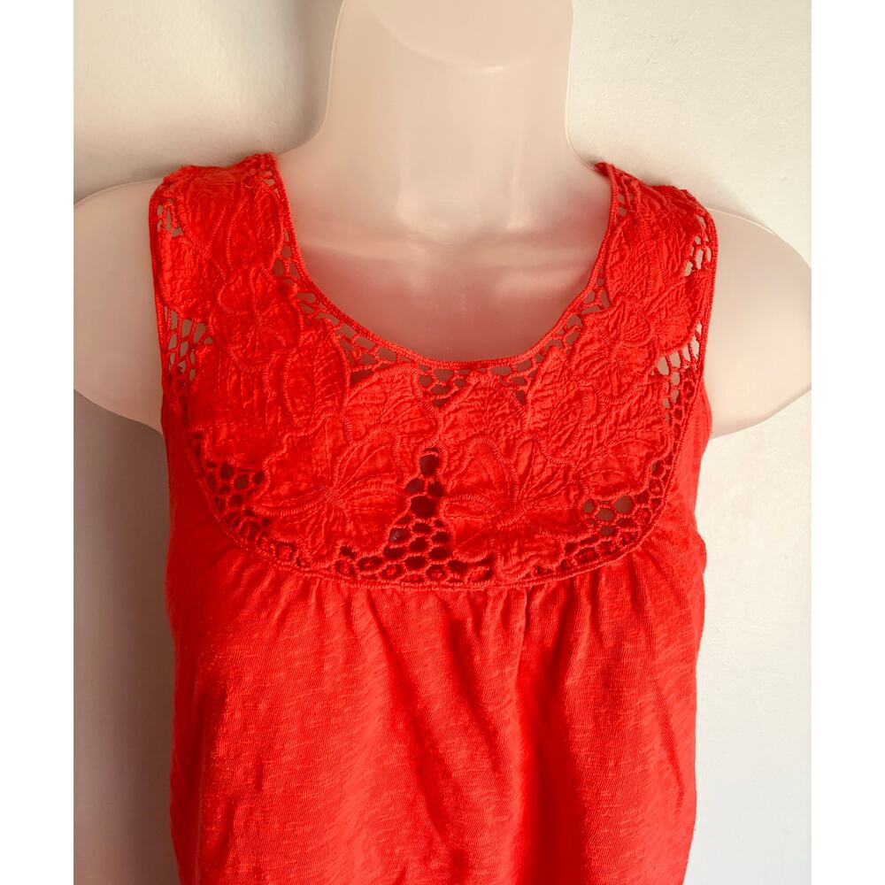 Vintage Y2K Sleeveless Top Women's Medium Orange Floral Crochet Granola Boho - Picture 5 of 7